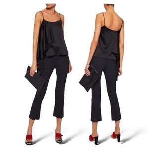 ALICE + Olivia Lelah Asymmetric Draped Satin Crepe Lace insert Camisole NEW